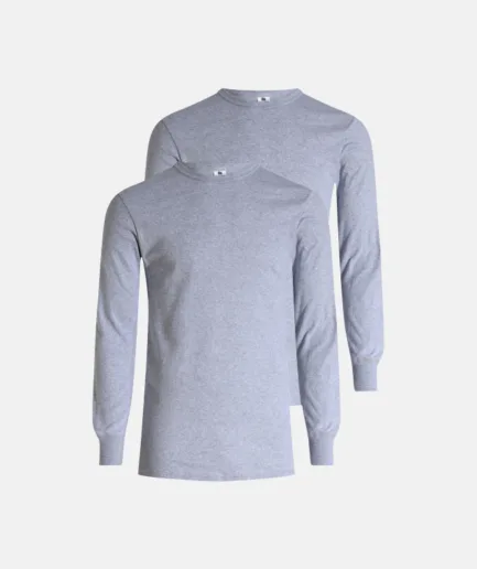 2-pack Ekologisk Bomull Lång?rmad T-shirt Quotribquot Ljusgrå