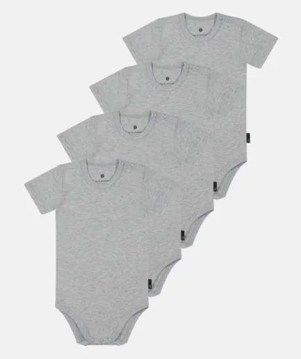 4-pack Bambu Kortärmad Body Grå