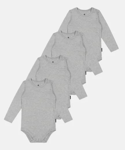 4-pack Bambu Långärmad Body Ljusgrå