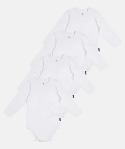 4-pack Bambu Långärmad Body Vit