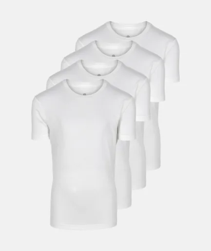 4-pack Bambu T-shirt O-neck Vit Pojkar