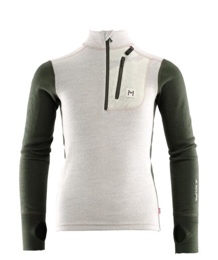 Aclima Kids Lars Monsen Mockneck Beige Beigemelangolivenightflight 140 Cm