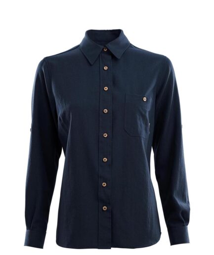 Aclima Womens Leisurewool Woven Shirt Blå Navy Blazer X-large