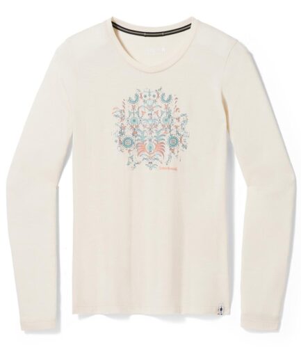 Smartwool Womens Floral Tundra Graphic Ls Tee Beige Almond Heather X-large