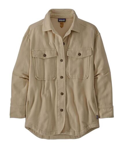 Patagonia Womens Hw Fjord Flannel Overshirt Beige Natural Large